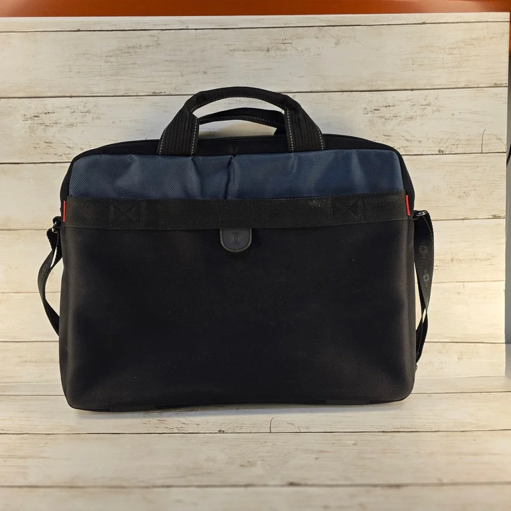 SwissGear Laptop Messenger Bag Black Blue Padded Briefcase Shoulder Travel Bag